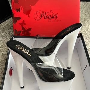 Clear/Neon white PLEASER heels